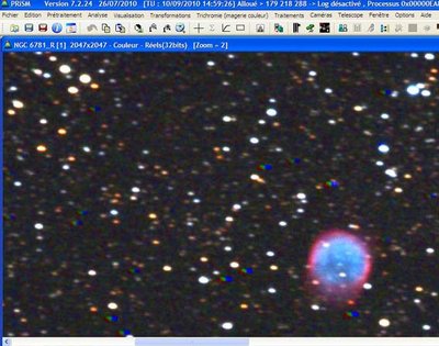 Résultat de la trichromie (très agrandie) : dérives des couleurs rouge, verte et bleue