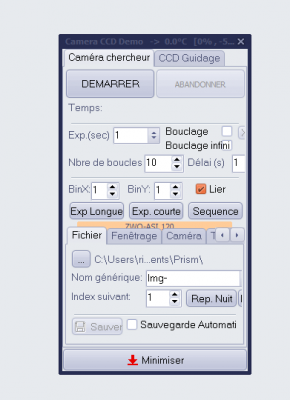 vue d'un widget Camera (notez la troncature de certains boutons)
