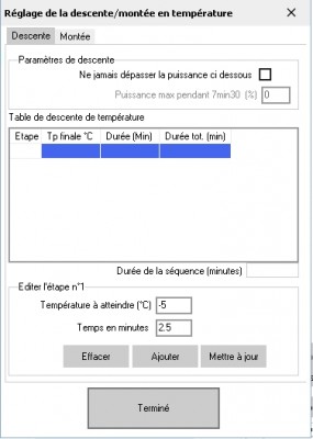 Table de descente vide