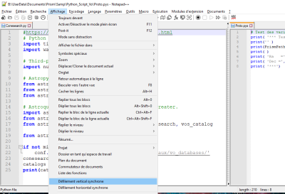 Synchronisation défilement