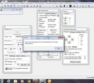 message d'erreur acquisition image