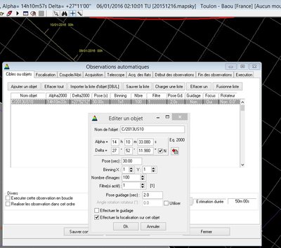 OBS AUTO et comètes
