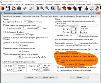 Paramètre  de reconnaissance de champs après un retournement.